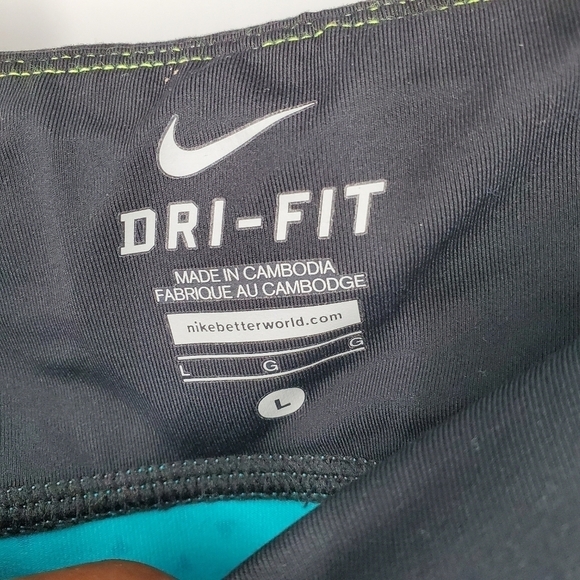 Nike Women Pro Dri Fit Workout Running Capri Cropped Leggings Pants Large Blue - Picture 4 of 11